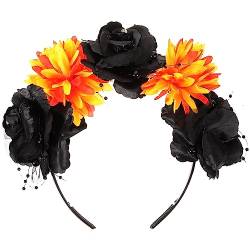 Didiseaon Halloween-Kopfbedeckung Blumenstirnbänder Blumenkopfschmuck Halloween Blumenkopfschmuck Gothic Stirnband Festival Cosplay Kopfschmuck Stirnbänder Für Damen Make-up-Stirnband von Didiseaon