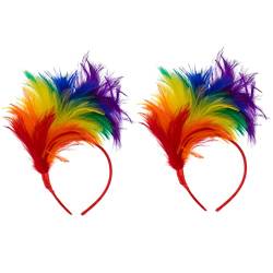 Didiseaon Hochzeitsdekoration Stirnband 2 Stück Feder- Halloween-Party- Buntes Feder-Haarband Feder-Fascinator-Kopfschmuck Für Karneval Hochzeit Teeparty Dekoratives Haarband von Didiseaon