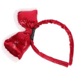 Didiseaon Weihnachtsschleifen-Stirnband Plüsch-Stirnband (rot) grünes Schleifenstirnband Weihnachtshaarband weihnachts haarreif haarband weihnachten Haargummi Haarschmuck Schleife-Stirnband von Didiseaon