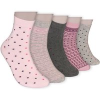 Die Sockenbude Kurzsocken WELLNESS - Damen Kurzsocken (Bund, 5-Paar, rosa grau) mit Komfortbund ohne Gummi von Die Sockenbude