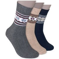 Die Sockenbude Thermosocken VOLLFROTTEE - Damen Thermosocken (Bund, 3-Paar, grau beige dunkelblau) mit weichem Bund von Die Sockenbude