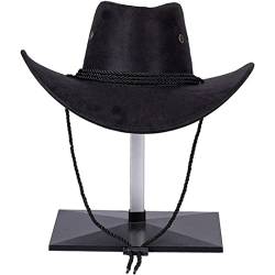 DierCosy Western Cowboy Hüte Faux Filz Breite Krempe im Freien Sonnenschirm Hut mit Schnur für Männer Frauen von DierCosy
