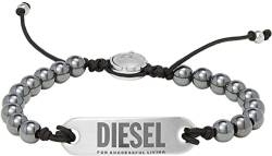 Diesel Armband Für Männer Perlen, Länge: 165-250mm, Breite: 8mm, Höhe: 4mm Graues Halbedelsteinarmband, DX1359040 von Diesel