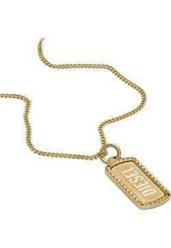 Diesel Herrenkette Dog Tag Edelstahl goldfarben, DX1456710 von Diesel