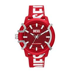 Diesel Herrenuhr , Solarbetriebenes Dreizeigerwerk, 48MM Rotes Rizinusölgehäuse mit einem ProPlanet Textilband, DZ4620 von Diesel