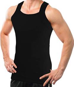 Different Touch 2er-Pack Herren-Tank-Tops, quadratischer Schnitt, Muskelrippen-A-Shirts, Schwarz, L von Different Touch