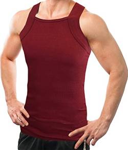 Different Touch Herren G-Unit Style Tank Tops Square Cut Muscle Rib A-Shirts 2er Pack, Burgunder, L von Different Touch