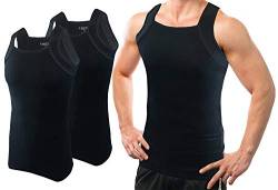 Different Touch Herren G-Unit Style Tank Tops Square Cut Muscle Rib A-Shirts 2er Pack, Schwarz mit schwarzem Rand, Klein von Different Touch