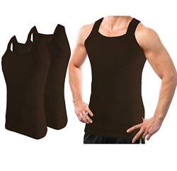 Different Touch Herren G-unit Style Tank Tops Square Cut Muscle Rib A-Shirts 2er Pack, Braun, 3X-Groß von Different Touch