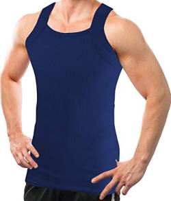 Different Touch Herren G-unit Style Tank Tops Square Cut Muscle Rib A-Shirts 2er Pack, Marineblau, Klein von Different Touch