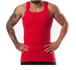 Different Touch Herren G-unit Style Tank Tops Square Cut Muscle Rib A-Shirts 2er Pack, Rot/Ausflug, einfarbig (Getaway Solids), L von Different Touch