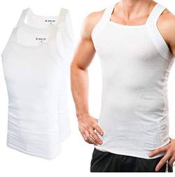 Different Touch Herren G-unit Style Tank Tops Square Cut Muscle Rib A-Shirts 2er Pack, Weiss/opulenter Garten, 3X-Groß von Different Touch