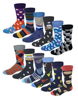 Different Touch Herren-Socken, bunt, modisches Design, Größe 44-47, 12 Paar verschiedene ausgefallene Designs, 43-47 EU von Different Touch