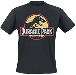 Jurassic Park Classic Logo Männer T-Shirt schwarz M 100% Baumwolle Fan-Merch, Filme, Halloween, Horror von Difuzed