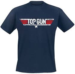 Top Gun Distressed Logo Männer T-Shirt Navy XL 100% Baumwolle Fan-Merch, Filme von Difuzed