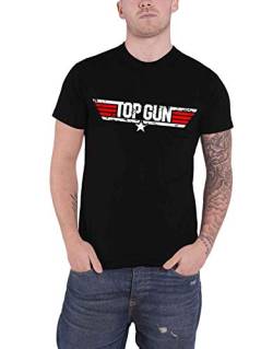 Top Gun Herren T-Shirt mit Distressed Logo, Marineblau, Regular, Schwarz , L von Difuzed