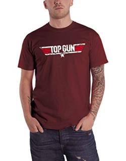 Top Gun Herren T-Shirt mit Distressed Logo, Marineblau, Regular, braun, XL von Difuzed