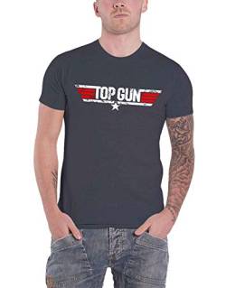Top Gun Herren T-Shirt mit Distressed Logo, Marineblau, Regular, dunkelgrau, L von Difuzed