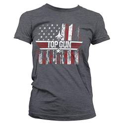 Top Gun Offizielles Lizenzprodukt America Damen T-Shirt (Dunkel-Heather), Medium von Difuzed