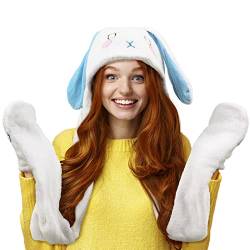 Winter Hoodie Hat Scarf Gloves Set, 3 in 1 Warm Plush Coral Fleece Animal Hats, Cute Ear Beanie Caps Stylish Thick Slouchy Soft Snow Hat for Women Girl Skiing (Cinnamoroll) von DigiTizerArt