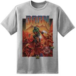 Digital Pharaoh Herren Retro Doom Gaming Plakat T-Shirt Vintage Klassisch N64 PS4 - grau, XL = 46/48" von Digital Pharaoh