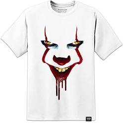 Digital Pharaoh Herren T-Shirt Pennywise IT Clown Horror Halloween Film Gr. L, weiß von Digital Pharaoh