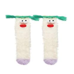 Dihope 1 Paar Lustige Socken,3D Cartoon Monster Socken Mit Großen Augen Unisex Winter Flauschig Socken Korallenvlies Bodensocken,Funny Freundschaftssocken für Damen und Herren von Dihope