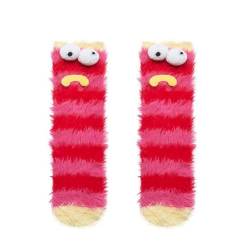 Dihope 1 Paar Lustige Socken,3D Cartoon Monster Socken Mit Großen Augen Unisex Winter Flauschig Socken Korallenvlies Bodensocken,Funny Freundschaftssocken für Damen und Herren von Dihope