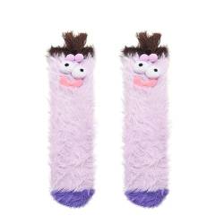 Dihope 1 Paar Lustige Socken,3D Cartoon Monster Socken Mit Großen Augen Unisex Winter Flauschig Socken Korallenvlies Bodensocken,Funny Freundschaftssocken für Damen und Herren von Dihope