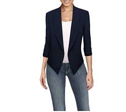 Dihope Blazer Damen Slim Fit Basic Jacke Taillenanzug OL Langarm Mantel Casual Cardiganjacke für Zeremonie Abend Cocktail Gr. 42 DE (Etikett 3XL), Marine von Dihope