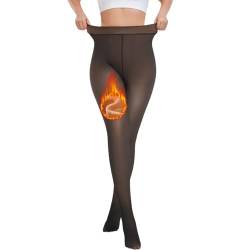 Dihope Thermo Strumpfhosen Damen Winter Thermostrumpfhose Fleece Gefütterte Strumpfhose Durchscheinend Leggings Thermal Tights 1pc/Schwarz Durchsichtig,220g/(mit Fleece: 5-20℃),S-M von Dihope