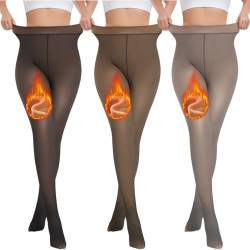 Dihope Thermo Strumpfhosen Damen Winter Thermostrumpfhose Fleece Gefütterte Strumpfhose Durchscheinend Leggings Thermal Tights 3pc/Schwarz/kaffee/Grau,220g/(mit Fleece: 5-20℃),L-XL von Dihope