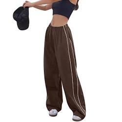 Dihope Track Pants Damen Baggy Jogginghose Y2K Fallschirmhosen Cargohose Parachute Pants Weites Bein Vintage Hosen Streetwear Elastische Taille(A-Braun,M) von Dihope