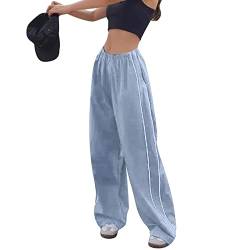 Dihope Track Pants Damen Baggy Jogginghose Y2K Fallschirmhosen Cargohose Parachute Pants Weites Bein Vintage Hosen Streetwear Elastische Taille(A-Hellblau,L) von Dihope