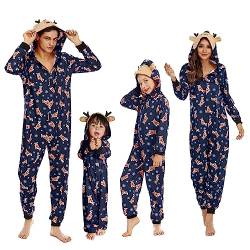 Dihope Weihnachten Pyjama Familie Set Schlafanzüge Weihnachten Familien Weihnachtspyjama Christmas Pyjama Family Set Nachtwäsche Outfit(Mutter,A-Dunkelblau-Weihnachtselch,M) von Dihope