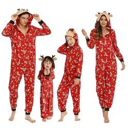 Dihope Weihnachten Pyjama Familie Set Schlafanzüge Weihnachten Familien Weihnachtspyjama Christmas Pyjama Family Set Nachtwäsche Outfit(Mutter,A-Rot-Weihnachtselch,XL) von Dihope