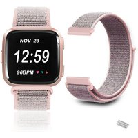 Diida Smartwatch-Armband Watch Band, Armband, Uhrenarmband, Band, Nylonbänder kompatibel mit Fitbit Versa/ 2/ versa lite(Schwarz/rosa) von Diida
