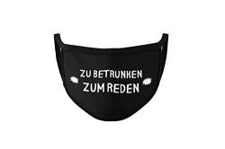 Dilara Lustige Masken waschbar aus Stoff mit Spruch - Mundschutz Maske mit Motiv lustig auf Baumwolle wiederverwendbar (Zu betrunken zum Reden) von Dilara