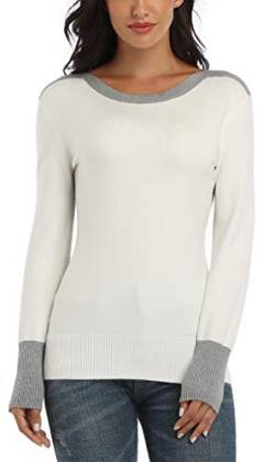 Dilgul Damen Langarmshirt Pullover Tunika Strickpullover Langarm Pulli Beige X-Small von Dilgul