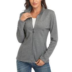 Dilgul Damen Sweatjacke mit Stehkragen Reißverschluss Freizeitjacke Langarm Leichte Jacke von Dilgul