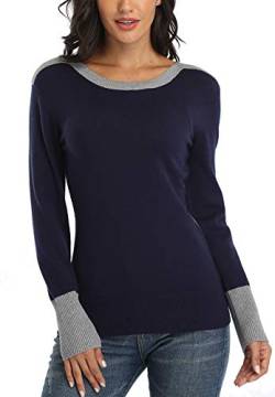 Dilgul Pullover Damen Langarmshirt Strickpullover Sweatshirt Langarm Pulli Tunika Tuniken Blau Medium von Dilgul