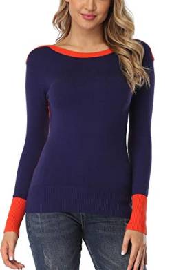 Dilgul Pullover Damen Langarmshirt Strickpullover Sweatshirt Langarm Pulli Tunika Tuniken Blau Small von Dilgul