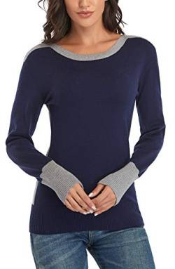 Dilgul Pullover Damen Langarmshirt Strickpullover Sweatshirt Langarm Pulli Tunika Tuniken Blau Small von Dilgul