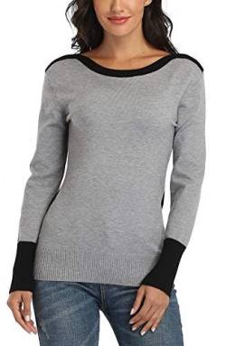 Dilgul Strickpullover Damen Pullover Langarmshirt Pulli Sweatshirt Tunika Tuniken Bluse Shirt Grau X-Large von Dilgul