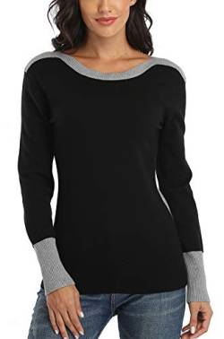 Dilgul Strickpullover Damen Pullover Langarmshirt Pulli Sweatshirt Tunika Tuniken Bluse Shirt Schwarz X-Large von Dilgul