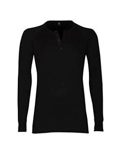 Dilling Baumwoll Langarmshirt für Herren – mit Knopfleiste Schwarz XL von Dilling