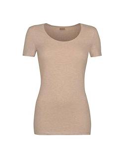 Dilling Damen-T-Shirt aus Baumwolle Beige meliert 44 von Dilling