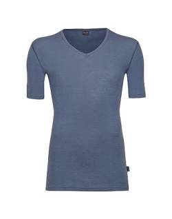 Dilling Herren T-Shirt mit V-Ausschnitt aus Merinowolle Donnerblau L von Dilling