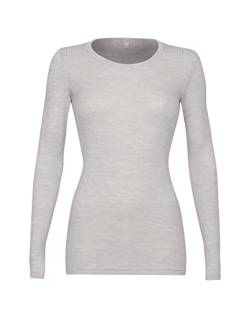 Dilling Langarmshirt aus 100% Merinowolle für Damen Hellgrau meliert 36 von Dilling