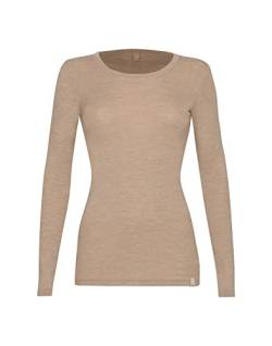 Dilling Langarmshirt aus 100% natürlicher Merinowolle für Damen Beige meliert 36 von Dilling